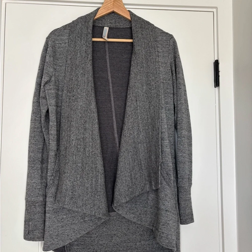 Athleta Pranayama Wrap Marled Gray Open Front Cardigan Yoga Lounge XXS - Picture 2 of 8